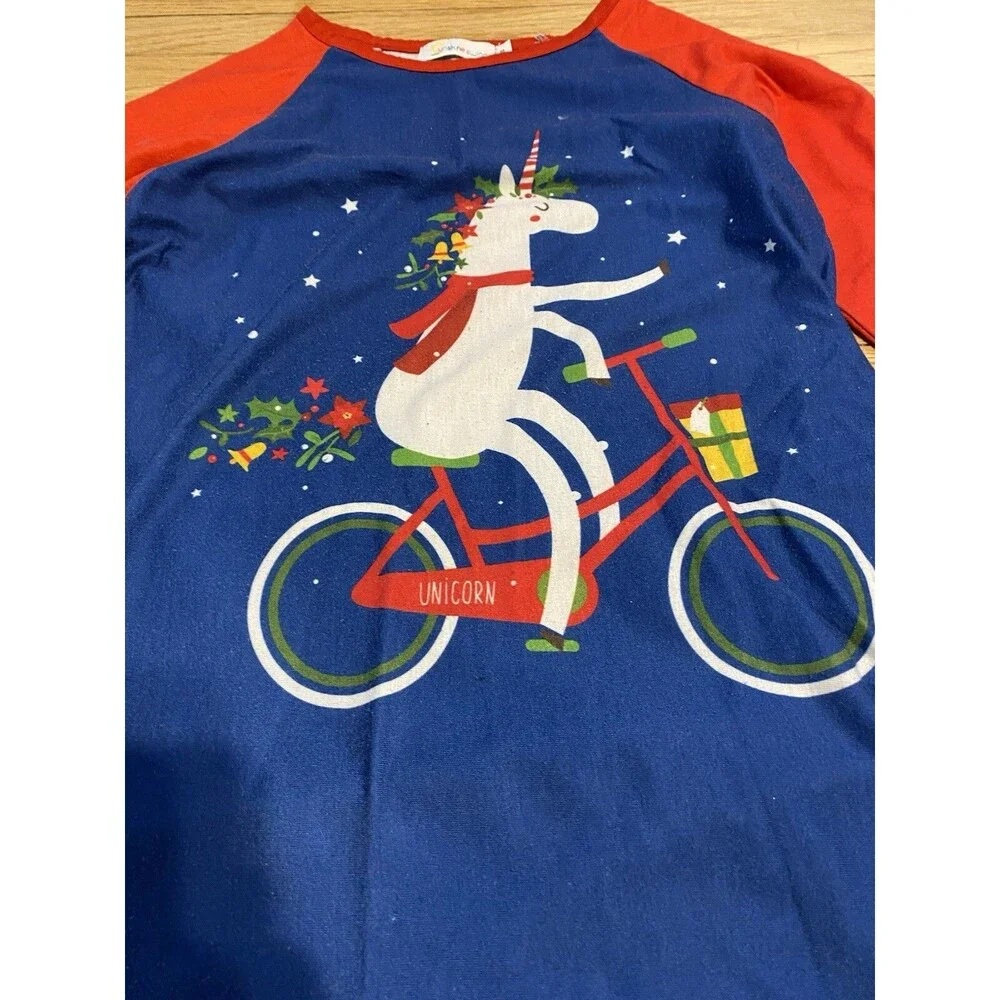 Sunshine Swing Girl Nightgown Pajama Size 8 Unicorn Riding Bike Cute